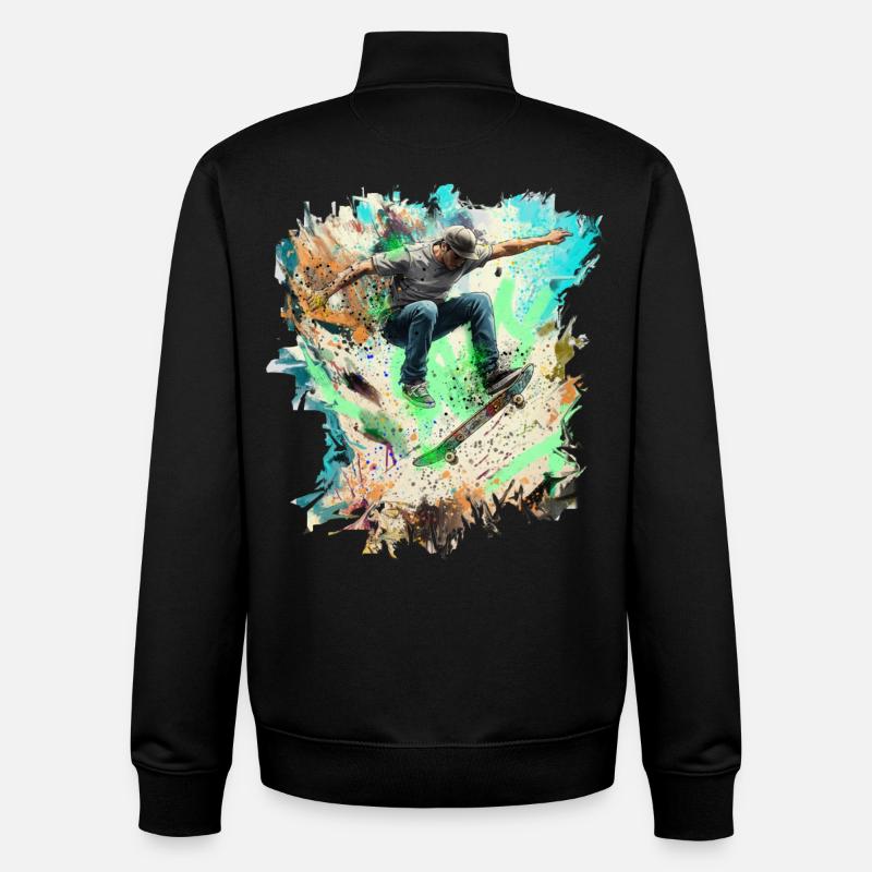 Skateboarding - Sweat zippé unisexe en coton bio Stanley/Stella - noir
