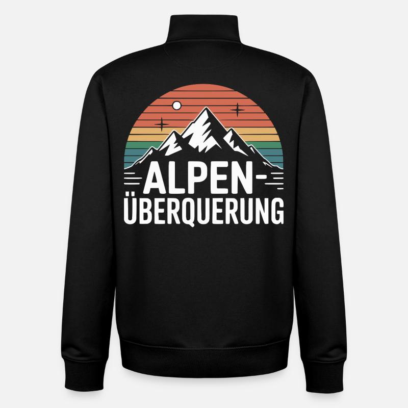 Alpen Überquerung Retro Berge Wandern - Unisex Organic Zip Sweatshirt von Stanley/Stella - Schwarz