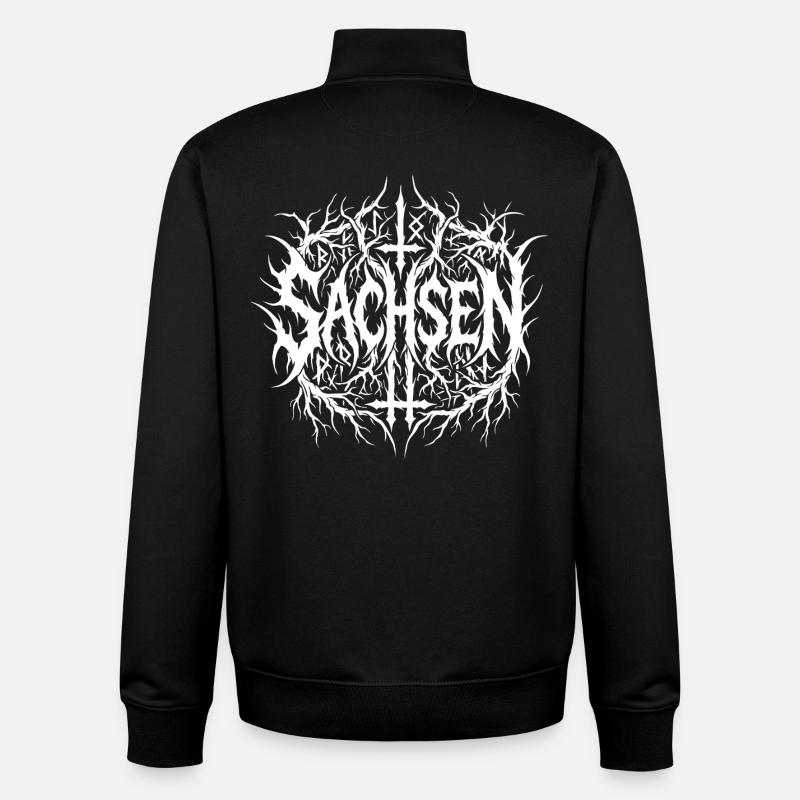 Logo Black Metal de Saxe - Sweat zippé unisexe en coton bio Stanley/Stella - noir