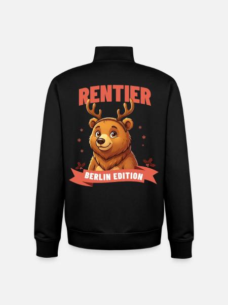 Berlin Bear Christmas Reindeer - Unisex Organic Zip Sweatshirt by Stanley/Stella - black