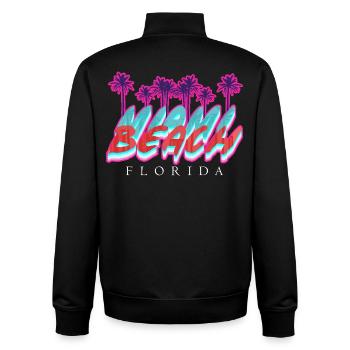 Palmiers néon de la Plage de Floride - Sweat zippé unisexe en coton bio Stanley/Stella - noir - Dos - AI Model Male 185 light (185cm)