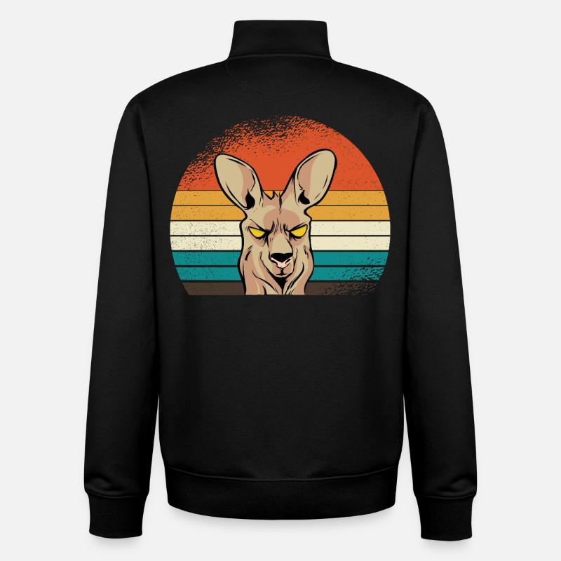 Kangaroo Retro Sunset - Sweat zippé unisexe en coton bio Stanley/Stella - noir