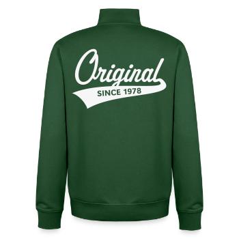 Original depuis 1978 (année de naissance, anniversaire / W) - Sweat zippé unisexe en coton bio Stanley/Stella - vert bouteille - Dos - AI Model Male 185 dark (185cm)