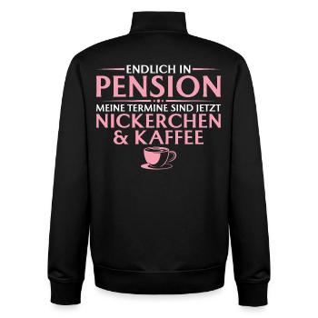 Pension Nap and Coffee - Farewell Colleague - Unisex Organic Zip Sweatshirt by Stanley/Stella - black - Back - AI Model Male 185 light (185cm)