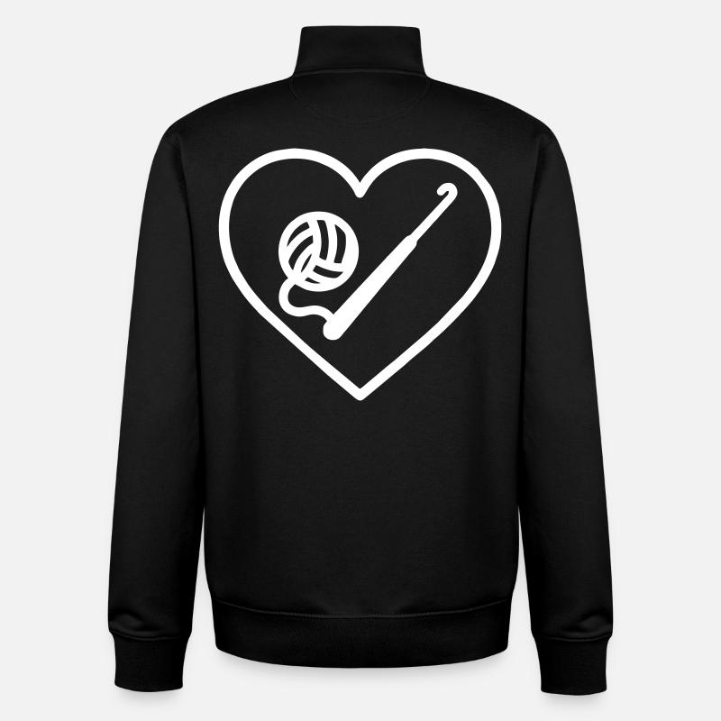Crochet Cœur – Conception Amoureuse Artisanale - Sweat zippé unisexe en coton bio Stanley/Stella - noir