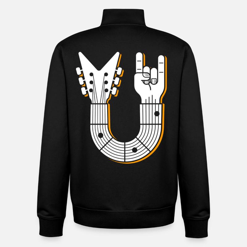 Rock Hand Guitar Emblem - Unisex Organic Zip Sweatshirt by Stanley/Stella - black