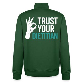Registrierter Ernährungsberater mit Zertifizierung als Ernährungsberater (Registered Dietitian Certified Counselor) - Unisex Organic Zip Sweatshirt von Stanley/Stella - Flaschengrün - Hinten - AI Model Male 185 dark (185cm)