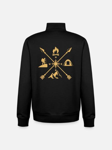Mountains and compass for hiking - Unisex Organic Zip Sweatshirt by Stanley/Stella - black