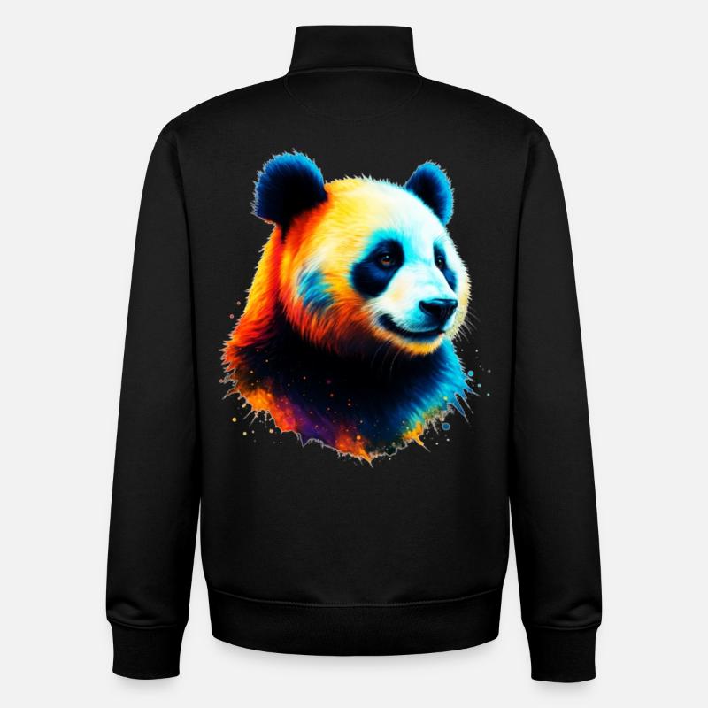 Panda - Sweat zippé unisexe en coton bio Stanley/Stella - noir