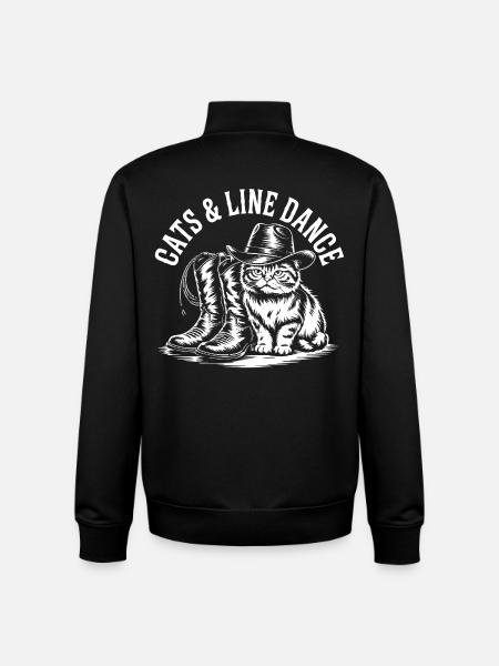 Cats Cowboy Line Dance Illustration - Unisex Organic Zip Sweatshirt by Stanley/Stella - black