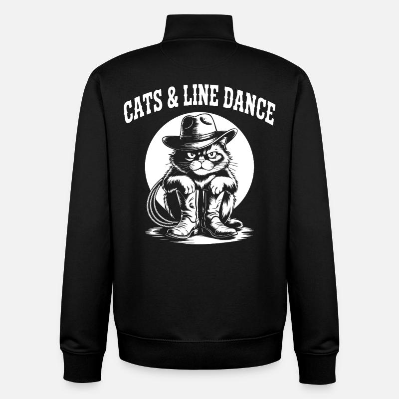 Katzencowboy Line Dance - Unisex Organic Zip Sweatshirt von Stanley/Stella - Schwarz