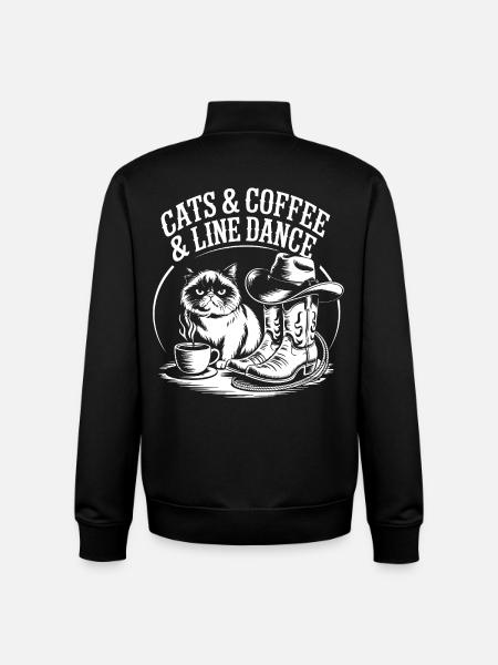 Cats Coffee Line Dance - Unisex Organic Zip Sweatshirt by Stanley/Stella - black