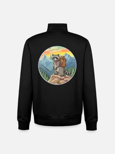 Niedlicher Waschbär Wandern Camping Bergabenteuer - Unisex Organic Zip Sweatshirt von Stanley/Stella - Schwarz