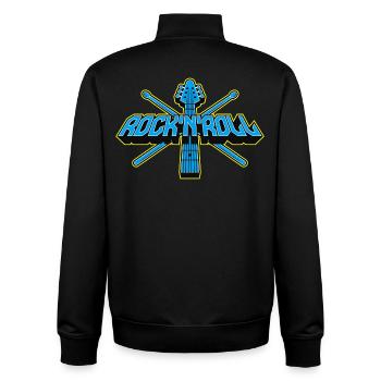Rock'n'Roll Guitar and Drumsticks 3D Logo - Unisex Organic Zip Sweatshirt by Stanley/Stella - black - Back - AI Model Male 185 light (185cm)