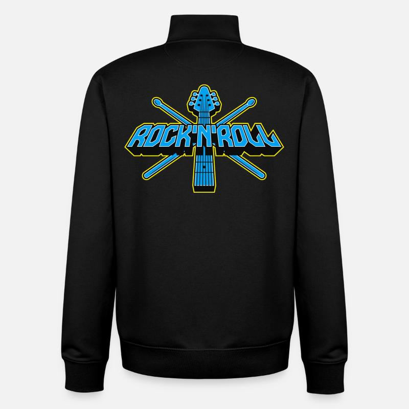 Rock'n'Roll-Gitarre und Drumsticks 3D-Logo - Unisex Organic Zip Sweatshirt von Stanley/Stella - Schwarz