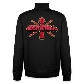 Rock 'N' Roll Guitar and Drumsticks Emblem - Unisex Organic Zip Sweatshirt by Stanley/Stella - black - Back - AI Model Male 185 light (185cm)