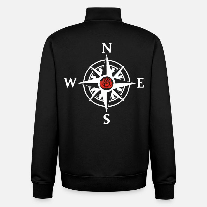 Compass Rose and Nature (White) - Unisex Organic Zip Sweatshirt by Stanley/Stella - black