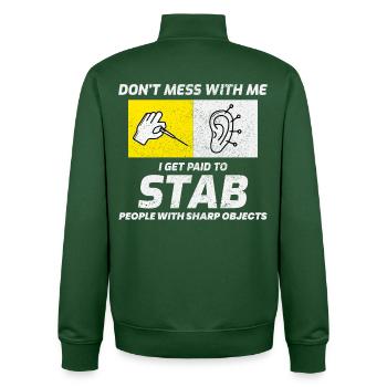 Praticien agréé en médecine traditionnelle chinoise, expert en aiguilletage - Sweat zippé unisexe en coton bio Stanley/Stella - vert bouteille - Dos - AI Model Male 185 dark (185cm)