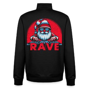 Santa Rave DJ Neon Print EDM Festival  - Unisex Organic Zip Sweatshirt by Stanley/Stella - black - Back - AI Model Male 185 light (185cm)