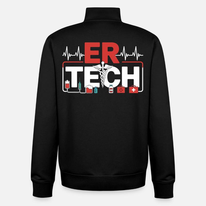 Emergency Technology Icon Motif - Unisex Organic Zip Sweatshirt by Stanley/Stella - black