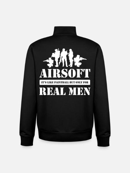 Airsoft Real Men Tactical Humor - Unisex Organic Zip Sweatshirt by Stanley/Stella - black