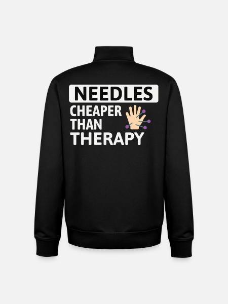 Needles Cheaper Than Therapy Acupuncturist  - Unisex Organic Zip Sweatshirt by Stanley/Stella - black