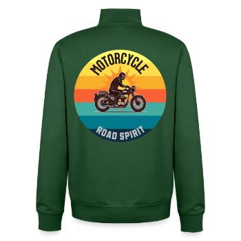 Motorrad Road Spirit Retro Badge - Unisex Organic Zip Sweatshirt von Stanley/Stella - Flaschengrün - Hinten - AI Model Male 185 dark (185cm)