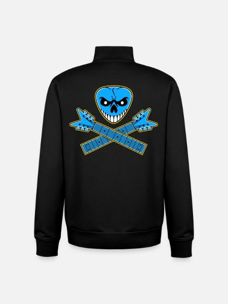 Guitar Pick Skull & Crossed Guitars - Unisex Organic Zip Sweatshirt by Stanley/Stella - black