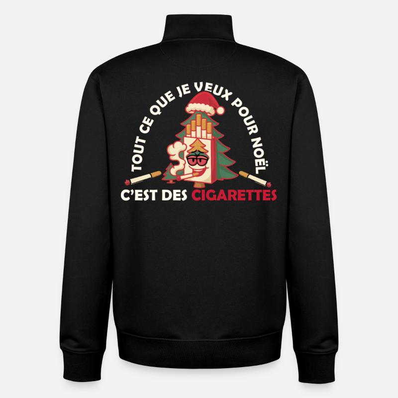 CADEAU NOEL CIGARETTES  - Sweat zippé unisexe en coton bio Stanley/Stella - noir