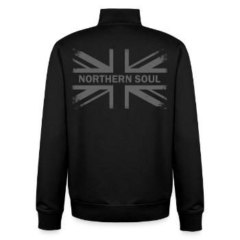 Northern Soul – Grauer Union Jack – Britische Flagge - Unisex Organic Zip Sweatshirt von Stanley/Stella - Schwarz - Hinten - AI Model Male 185 light (185cm)