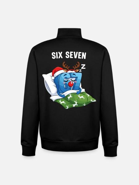 67 Six Seven Memes Christmas Pajamas - Unisex Organic Zip Sweatshirt by Stanley/Stella - black