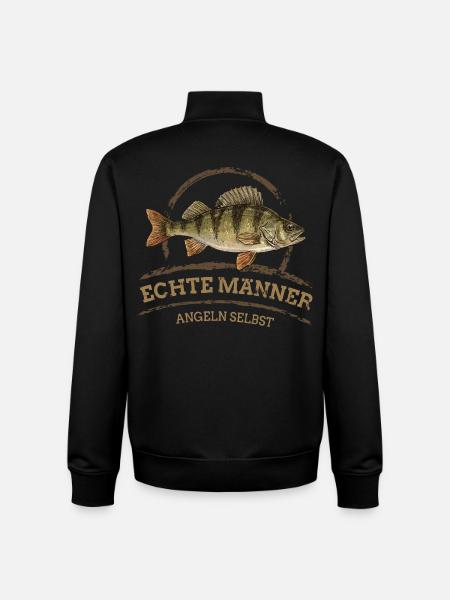Real Men – Fishing Self Perch - Unisex Organic Zip Sweatshirt by Stanley/Stella - black