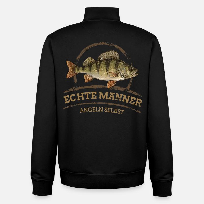 Vrais hommes – Pêche à l’auto-perchoir - Sweat zippé unisexe en coton bio Stanley/Stella - noir