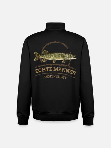 Real Men – Fishing Pike - Unisex Organic Zip Sweatshirt by Stanley/Stella - black