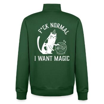 Fuck Normal I Want Magic Katze frech lustig - Unisex Organic Zip Sweatshirt von Stanley/Stella - Flaschengrün - Hinten - AI Model Male 185 dark (185cm)