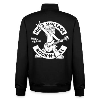 High Voltage Rock'n'Roll-Gitarrist - Unisex Organic Zip Sweatshirt von Stanley/Stella - Schwarz - Hinten - AI Model Male 185 light (185cm)