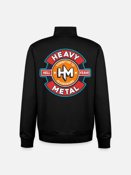 Heavy Metal Retro Emblem - Unisex Organic Zip Sweatshirt by Stanley/Stella - black