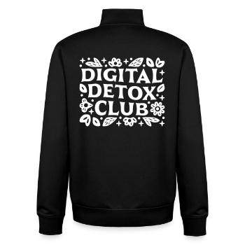 Digital detox club support group funny reminder - Unisex Organic Zip Sweatshirt by Stanley/Stella - black - Back - AI Model Male 185 light (185cm)