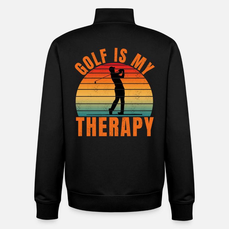 Le golf est ma thérapie - Sweat zippé unisexe en coton bio Stanley/Stella - noir