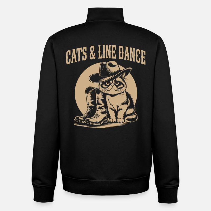 Chats & Line Dance Western Chat - Sweat zippé unisexe en coton bio Stanley/Stella - noir