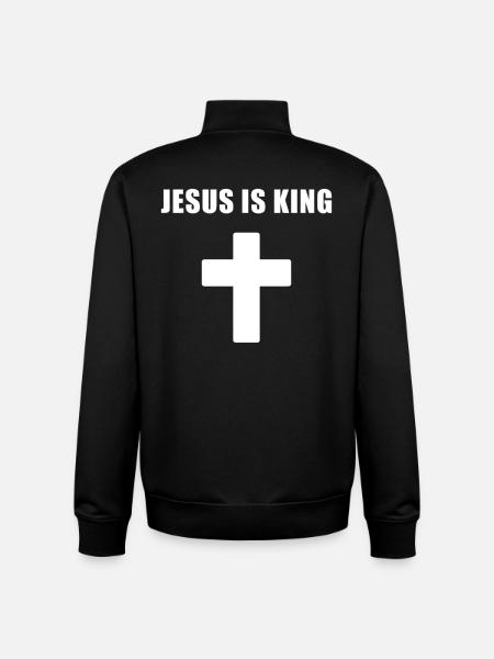 Jesus Is King Minimal Cross Design - Unisex Organic Zip Sweatshirt by Stanley/Stella - black