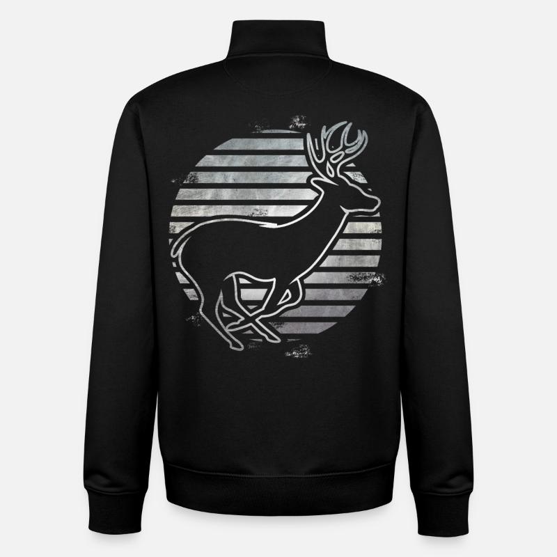 roe deer - Unisex Organic Zip Sweatshirt by Stanley/Stella - black