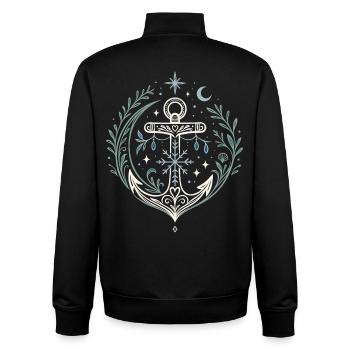 Maritime Christmas Anchor with Moon and Stars - Unisex Organic Zip Sweatshirt by Stanley/Stella - black - Back - AI Model Male 185 light (185cm)