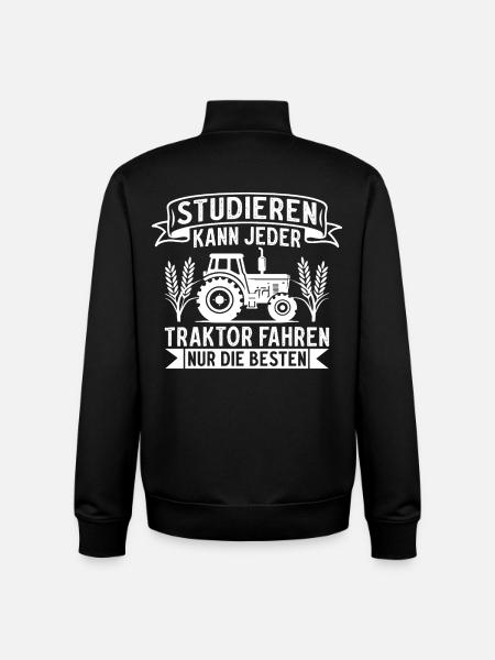 Hvem som helst kan studere, bare de beste kan kjøre traktor. - Unisex genser med glidelås i økologisk bomull Stanley/Stella - svart