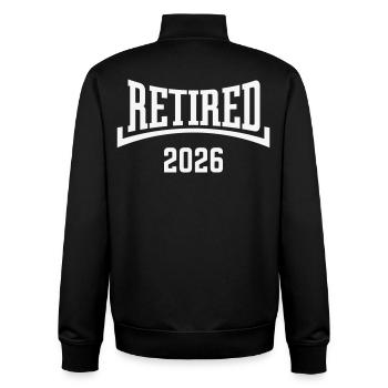 Im Ruhestand 2026 (Ruhestand / Konkav / Weiß) - Unisex Organic Zip Sweatshirt von Stanley/Stella - Schwarz - Hinten - AI Model Male 185 light (185cm)