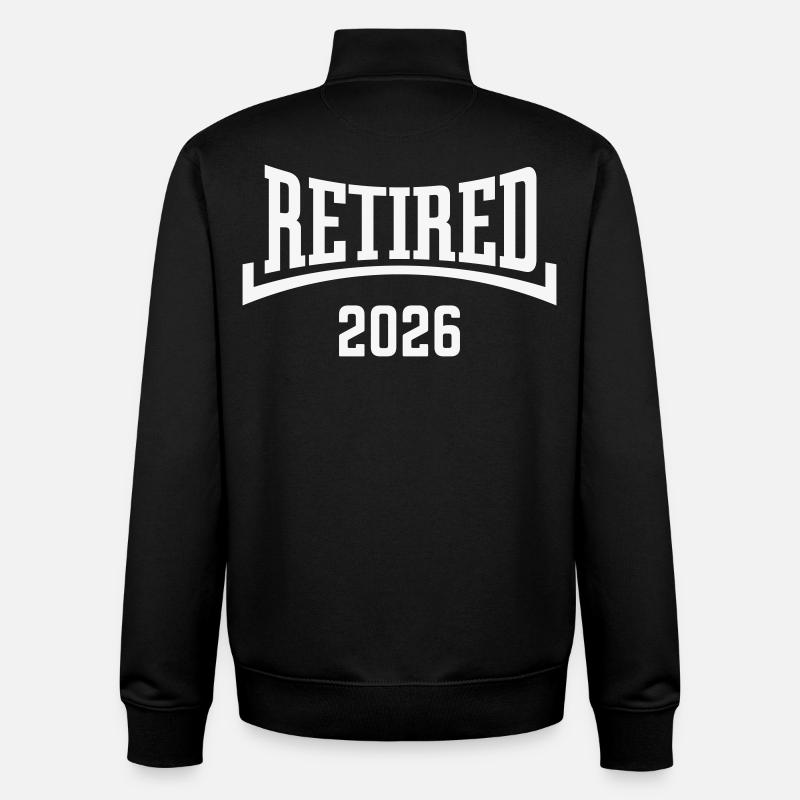 Retired 2026 (Retiree / Concave / White) - Unisex Organic Zip Sweatshirt by Stanley/Stella - black