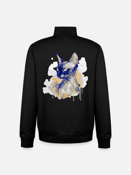 Sphynx Katzenkunst Aquarell - Unisex Organic Zip Sweatshirt von Stanley/Stella - Schwarz