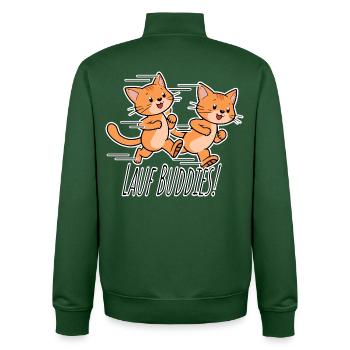 Run Buddies! Cute Cat Run Team! - Unisex Organic Zip Sweatshirt by Stanley/Stella - bottle green - Back - AI Model Male 185 dark (185cm)