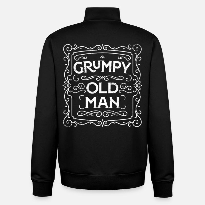 Grumpy Old Man - Unisex Organic Zip Sweatshirt by Stanley/Stella - black