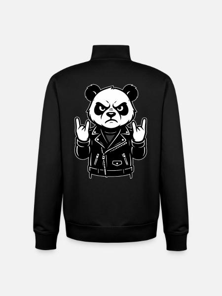 Rocker Panda Metalhead Look - Unisex Organic Zip Sweatshirt by Stanley/Stella - black